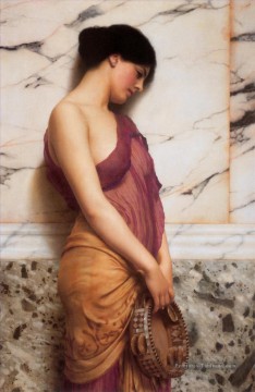 La fille néo classique de Tambourine 1906 John William Godward Peinture décoratif